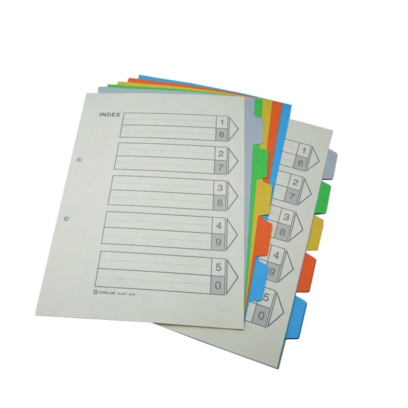 Factory customized colors card paper Index cards  5 color Tabs planner Index divider 5 colors index Tabs divider