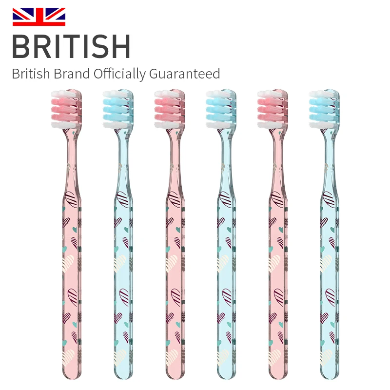 2 Pack Transparent Love Handle Teeth Whitening Tooth Brush New Design Adult Pink Blue Soft Bristles Toothbrush