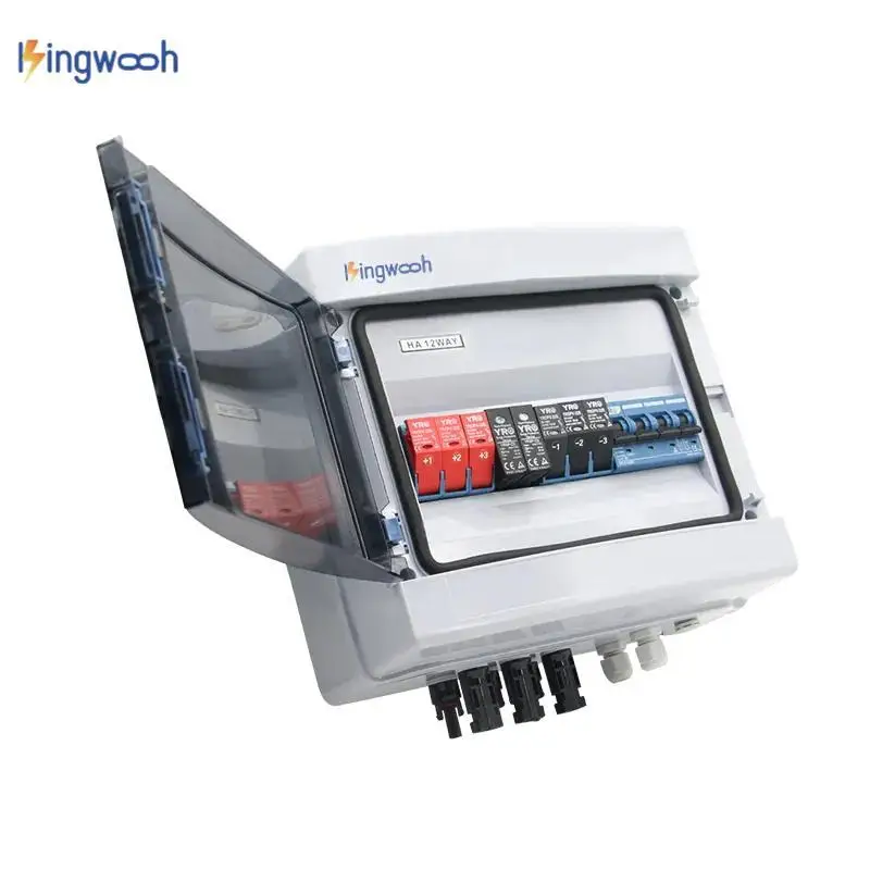 Kingwooh 4 Strings 1 PV Solar Combiner Box 2 Strings DC 500V 1000V Waterproof DC Circuit Breaker Box