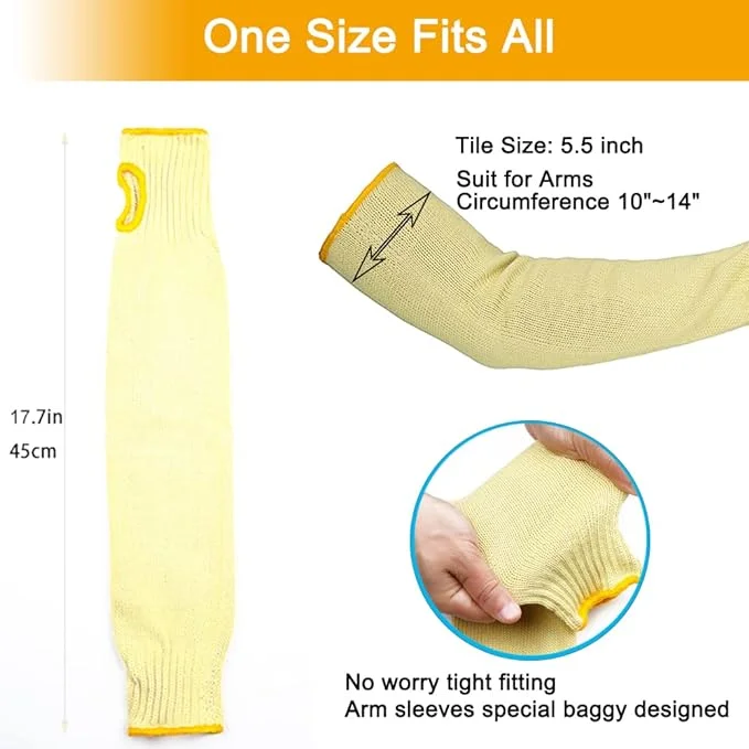 Heat resistant and cut resistant fire proof braided aramid arm sleeves for men