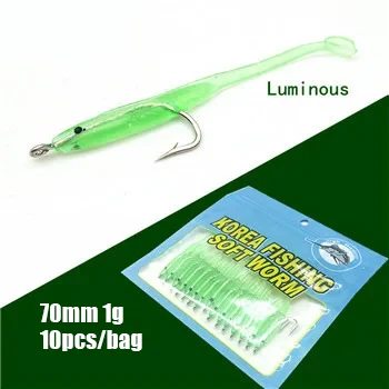 Gorgons 7cm/1g soft rubber eel bait 10pcs/bag plastic fishing lures saltwater soft eel bait with hooks paddle tail