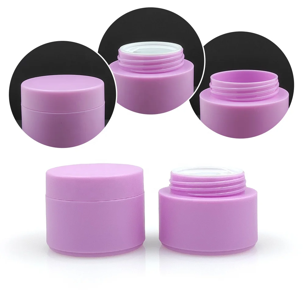 10g 15g 30g 50g 100g 120g 150g 200g Cosmetic Amber Pink Plastic PET PP Jar Container Empty Frosted Cream Jars with Purple Lid