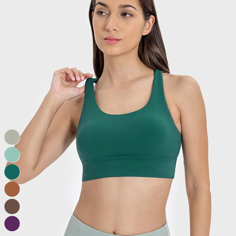 Sexy Breathable Sports Bra High Impact Shockproof Sportswear Crossover Back Workout Bras Fitness Yoga Top Sports Bra For Women