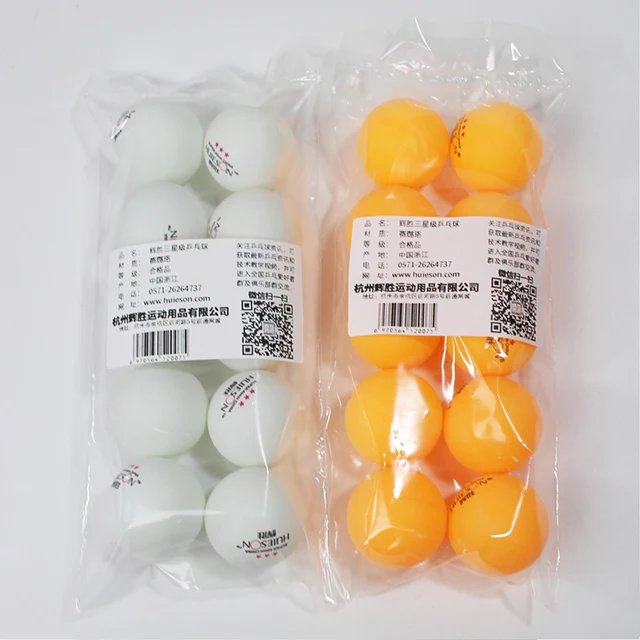 HUIESON 10pcs\bag OEM Cheap Custom Printing Logo 3 Stars 40mm Celluloid  Training   table tennis balls