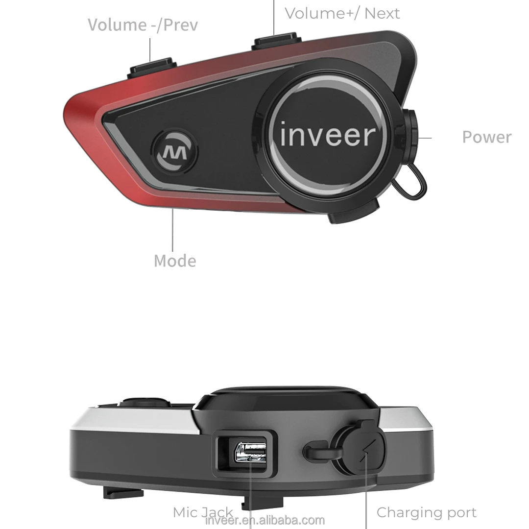 inveer new  over 1000 meters duplex intercom and  IPX67 water-proof and hands free motorcycle helmet  intercom  headset X5