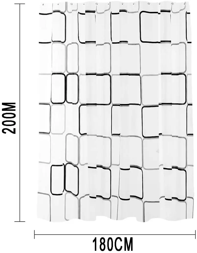 CF BCPA09 cheap Sell well  PEVA Waterproof quick dry Mildewproof Bathroom Drape Geometric Checker Shower Curtain