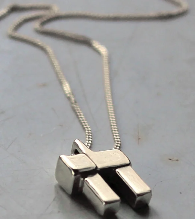 Chunky Judaica Chai Charm Pendant necklace Jewish Jewelry Silver Chai Jewish Necklace for men or women