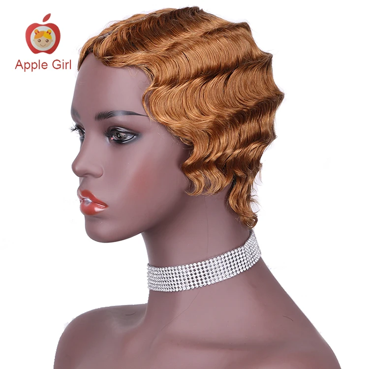 Pixie Wig Unprocessed Virgin Cuticle Aligned Hair 100% Human Hair Wigs for Black Women and Men #27 Color Honey Blonde Short Inch