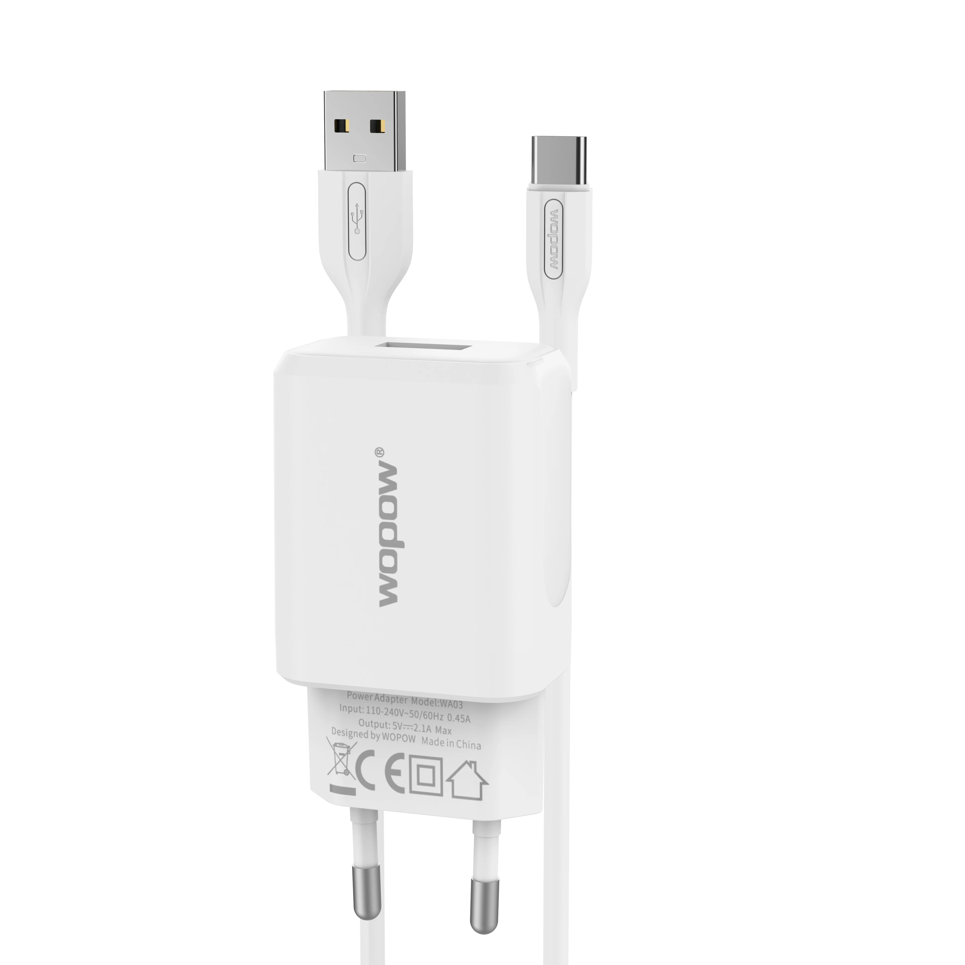 
WOPOW WA03-C Travel Quick Charger kits eu fast wall charger with type-c usb cable 