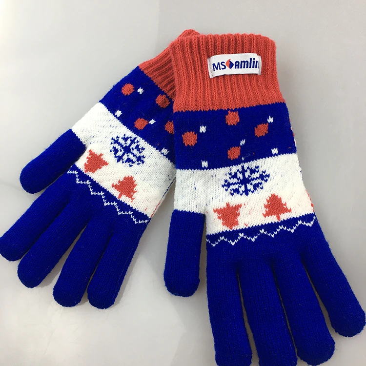 New Arrival Custom Fitted Logo Wholesale Plush Jacquard Gloves