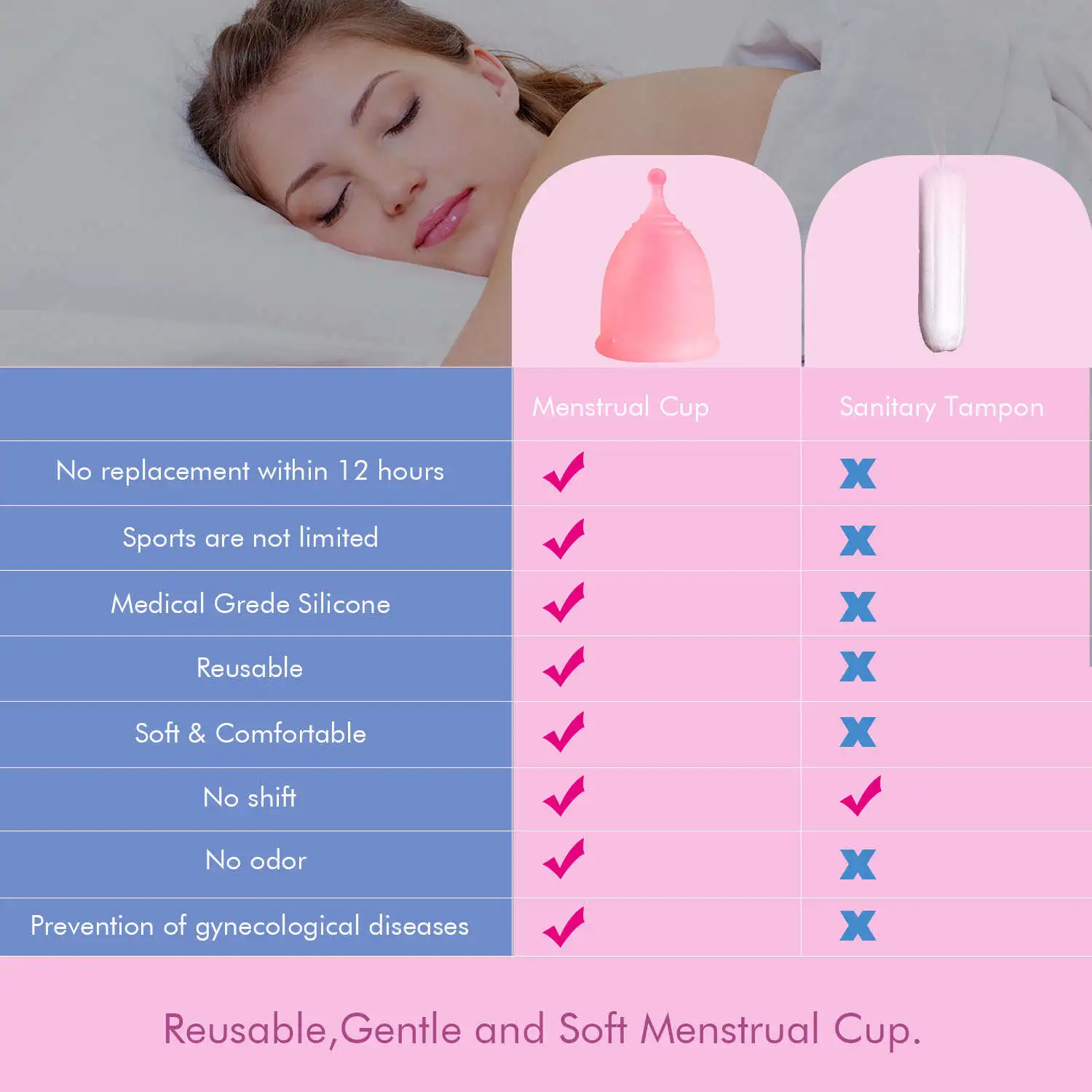 
Ecoamor Tampons and Pad Alternate Medical Grade Silicone Menstrual Cup Coletor Menstrual 