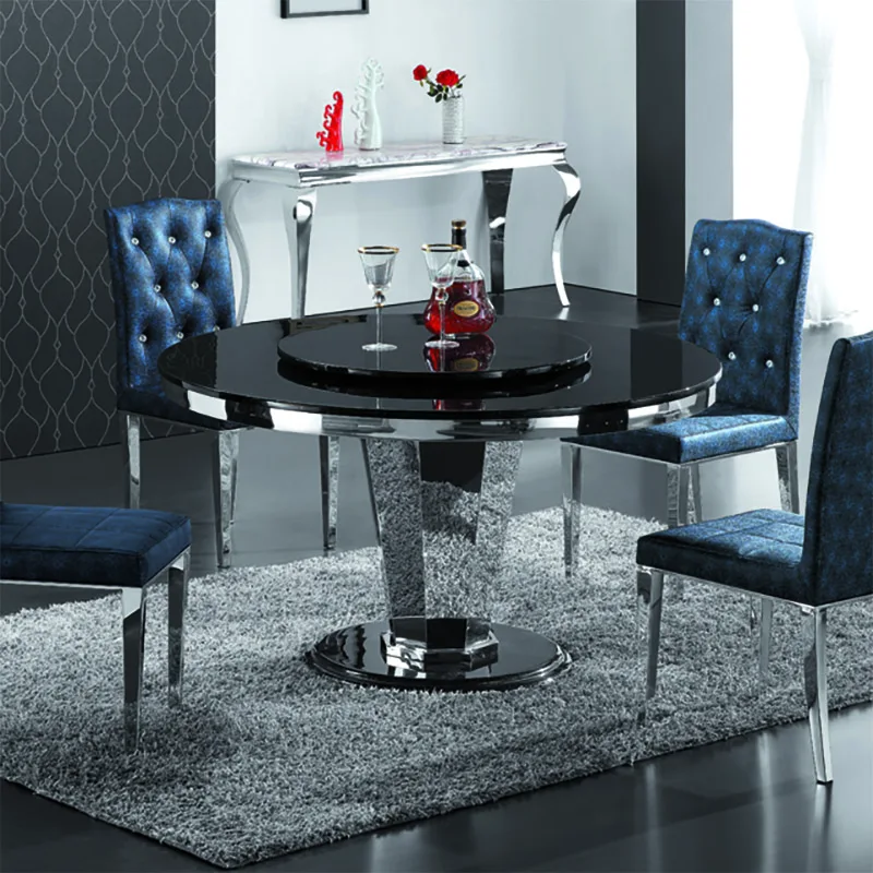 Luxury golden.marble round dining table round dinning table set of 6 8seater glass dinning room chairrose with gold  for wedding