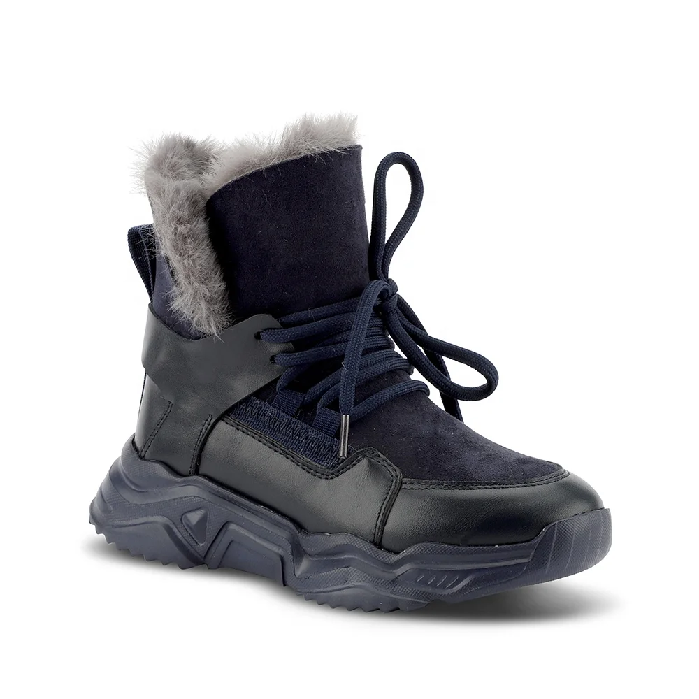 Зимние толстые теплые кожаные ботинки; Толстые детские ботинки; Зимние ботинки из искусственной кожи