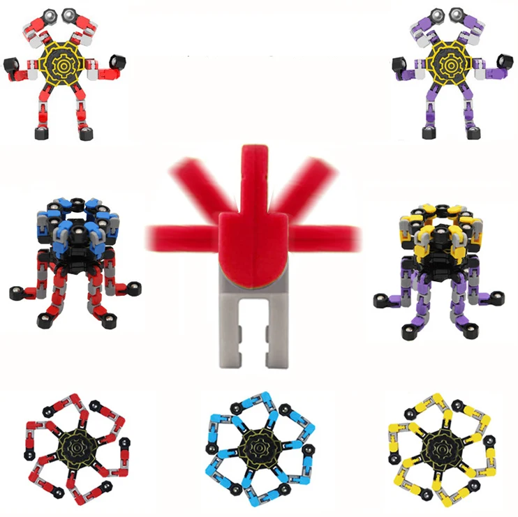Creative Spinning Top Fidget Toy Transformable Chain Mechanical Gyro DIY Deformable Chain Anti Stress Fingertip Spinner
