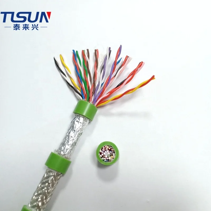 PUR гибкий 32 сердцевины 16 пара 0.25mm2 витая пара экранированный кабель