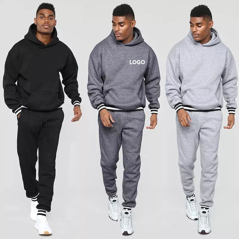 Streetwear Slim Fit Jogging Tracksuit For Men Hoodie Sets Unisex Custom Embroidery Logo Plain French Terry Two Piece Tracksuits