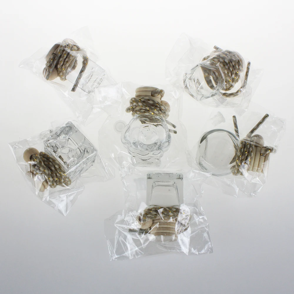 Luxury 4ml 6ml 10ml Diffuser Perfume Car Bottle Air Freshener with Wooden Lid, Bottle Hanging Wood Car Perfume Bottle Hanging