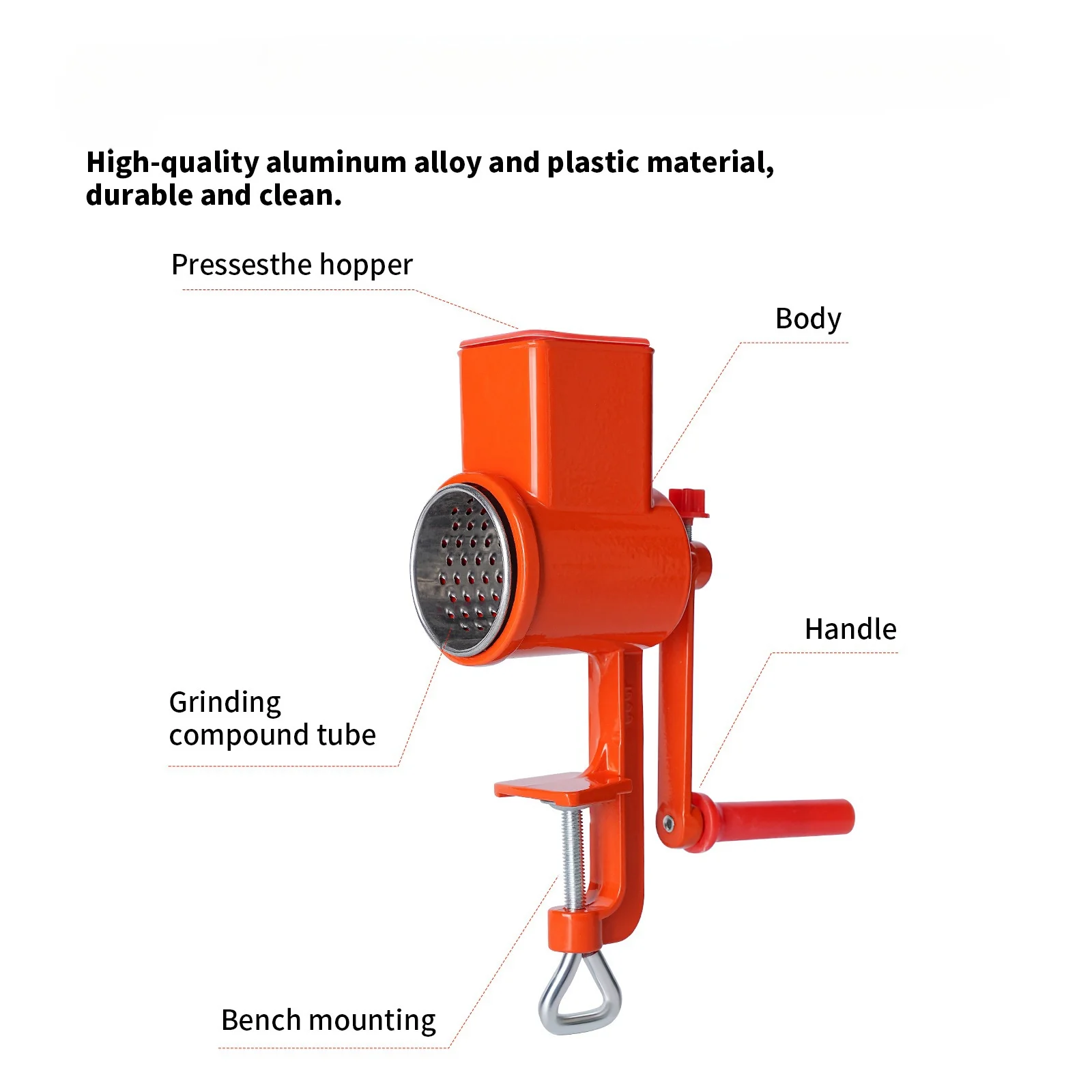 Rotary Manual Aluminum Alloy Vegetable and Fruit Tools Metal Hand Operated Food Mill Kitchen Tool Rotary Cheese Grater