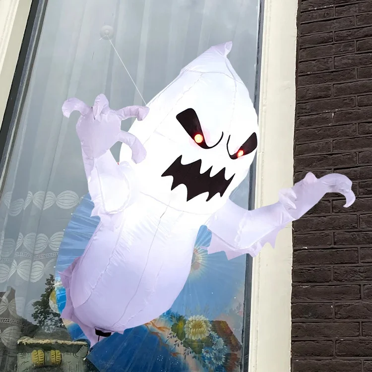 Super Sept. Spot Low Price Outdoor Festival Bar Haunted Party Led Glowing Elf Halloween Inflatable Ghost Wall Window Decoration