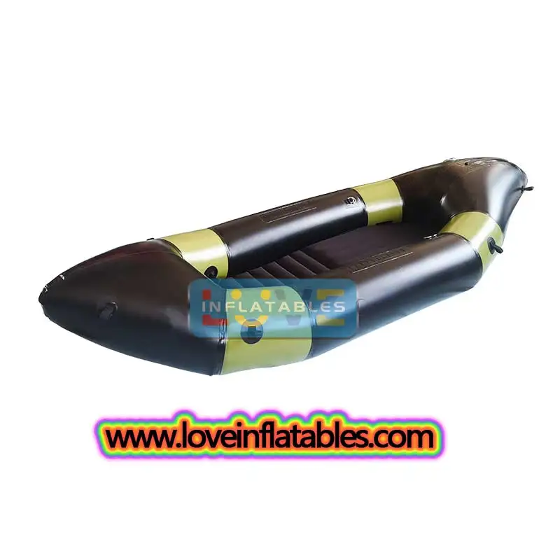 River Expedition Ultralight Inflatable Kayak Fishing Boat Self bailing Packraft with Fishing Rod Holder