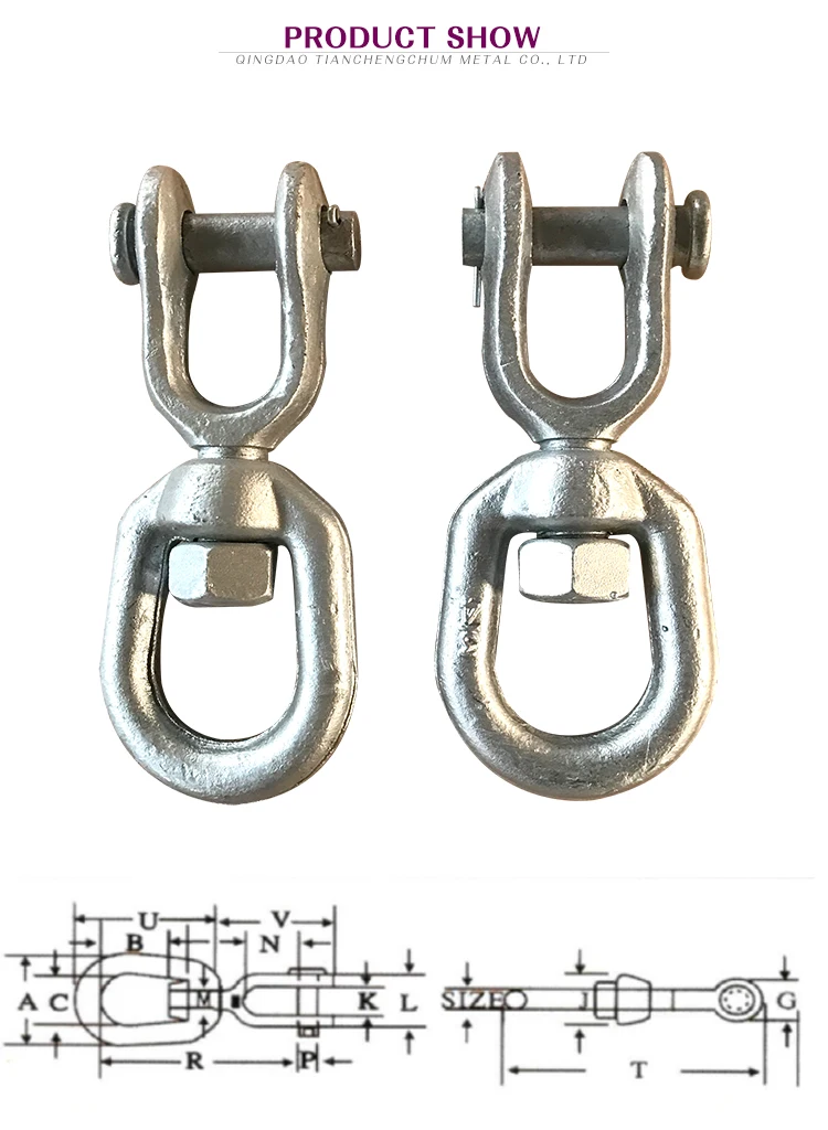 US Type G403 High Tensile Carbon Steel Swivel Anchoring Winching Galvanized Jaw End Chain for Marine Application