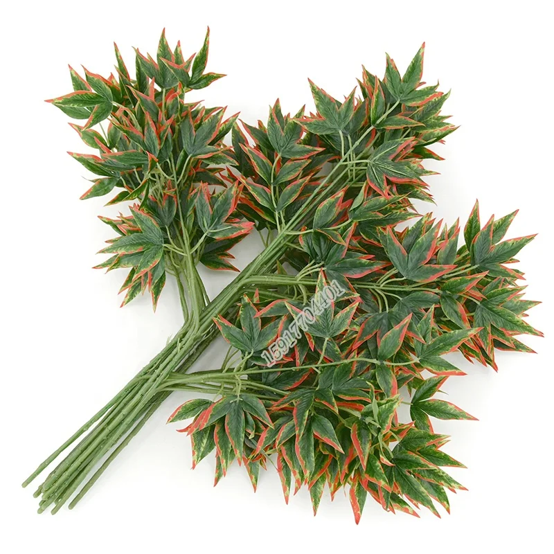 Factory price pvc plant realistic fall leaves Nandina  artificial plant for autumn decoration