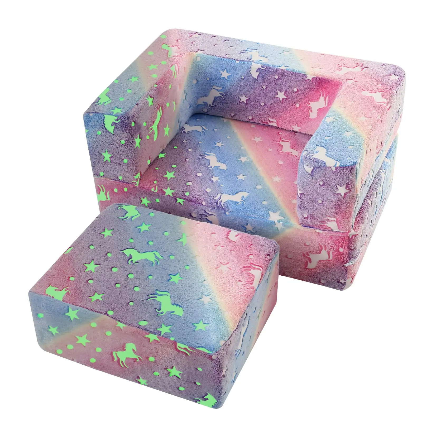 Toddler Chair Glow in Dark Rainbow Kids Couch Baby Sofa Chair for Bedroom Lounge Baby Sofa Chair for Bedroom Lounge