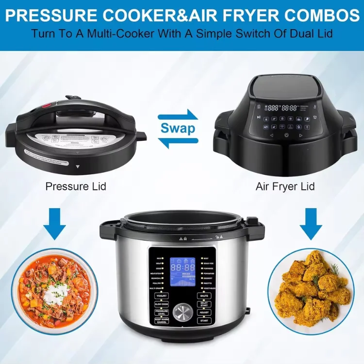 Kitchen Appliance 2-in-1 Pressure Cooker & Air Fryer Swap Pot Electric Cookers Smart