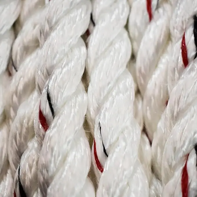 50 Foot Vertical White Polydac Roofing Climbing Rope Lifeline with Snap Hooks at Both Ends Safety Rope