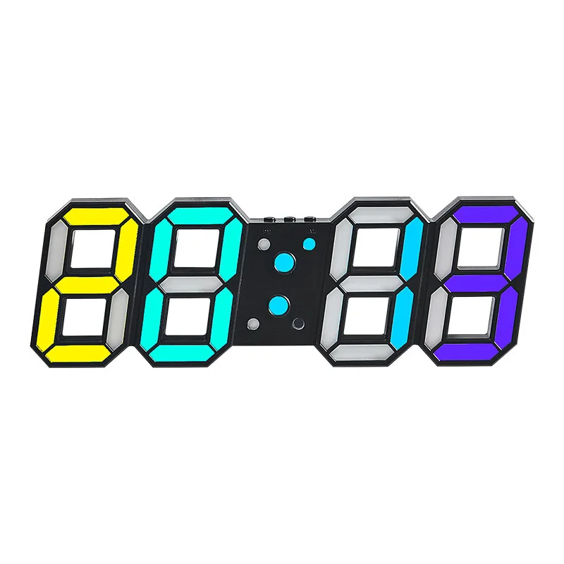 Creative 3D RGB Color Numerals Timer Alarm Clock Remote Control Luminous Digital Wall Clock For Living Room