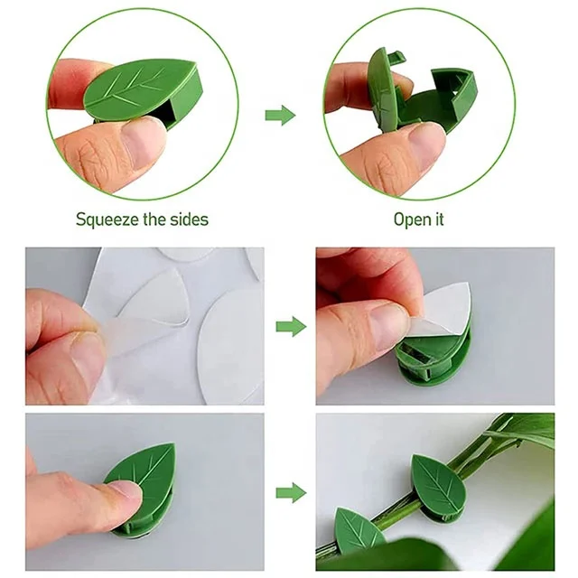 2022 New Garden Plastic Leaf Shape Plant Climbing Wall Support Clips