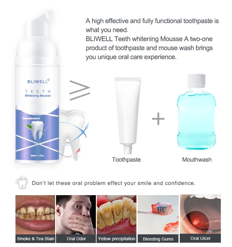 
60ml toothpaste dispenser /Natural Whitening Mousse Toothpaste 