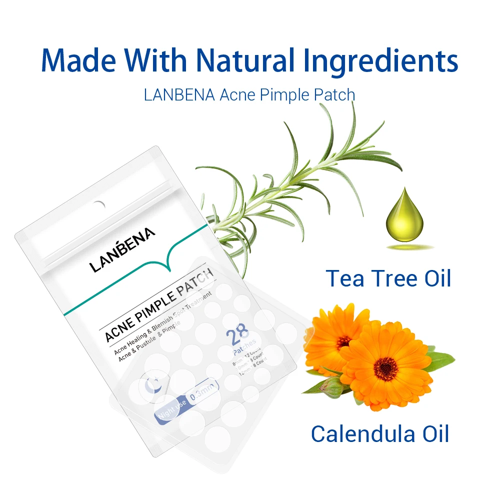 LANBENA 28 Patches Acne Pimple Patch Breathable Waterproof Smoothing Skin Acne Healing Blemish Spot Treatment for Night Use