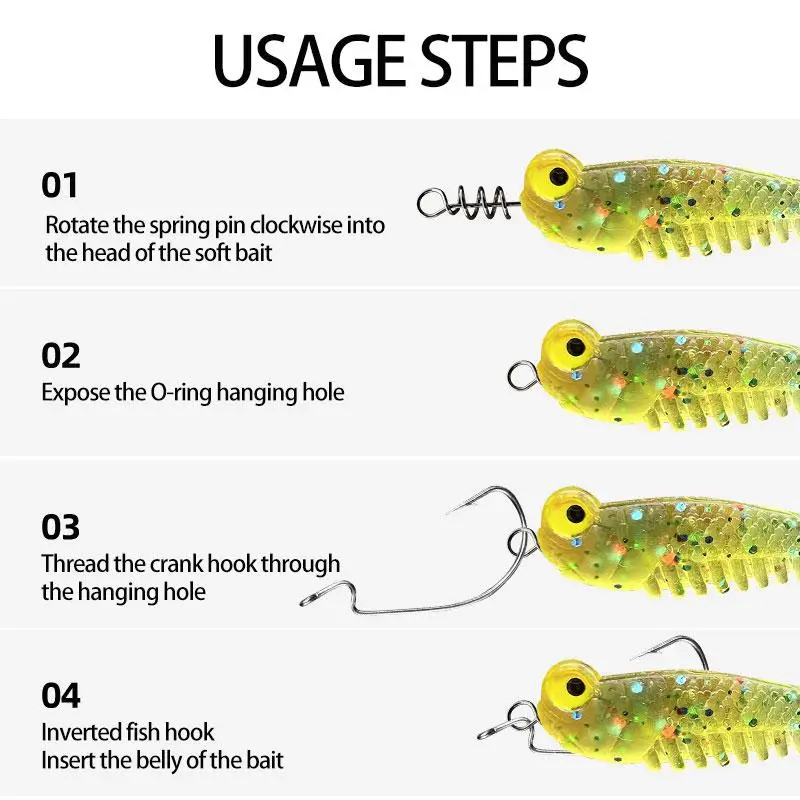 100pcs Stainless Steel Spring Lock Pin Needle Soft Lure Worm Crank Twist Lock Crank Hook Spring Lock Pin Needle