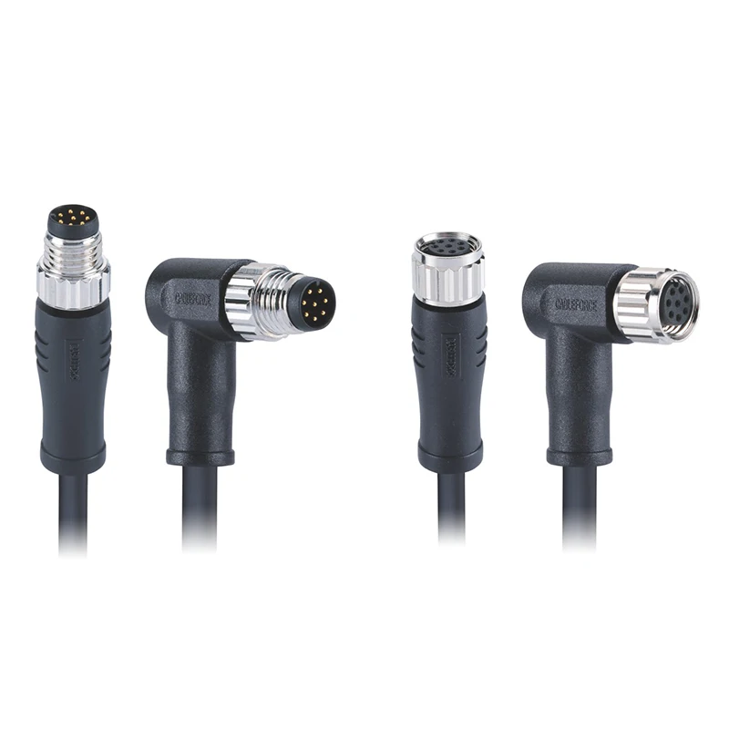 Cableforce M8 Male Female 3 4 5 6 8 Pin Un-Shielded Connector Molded 1/2/5/10 Meter Cable M8 8 Pin Waterproof Cable Connector