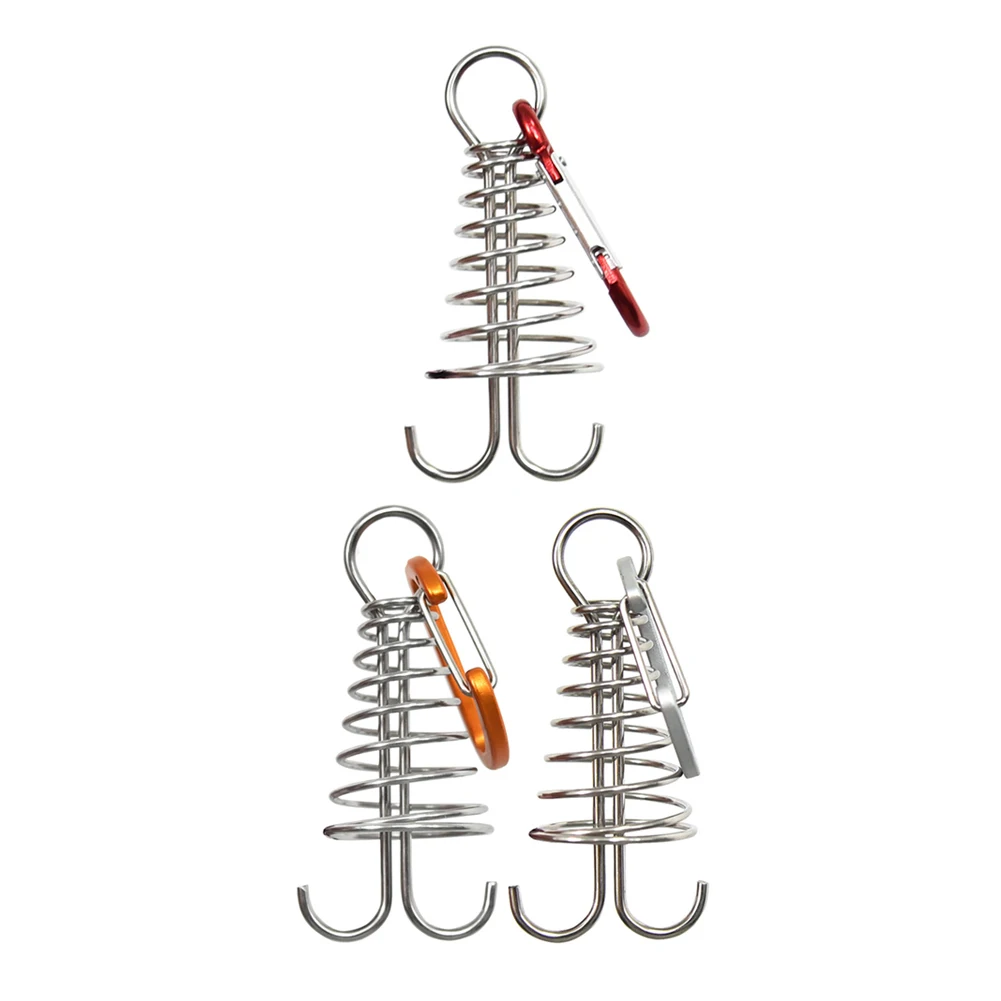 1Pcs Spring Octopus Deck Peg with Carabiner Hook Durable Rope Buckle Tent Hook Board Peg Camping Hiking Wholesale