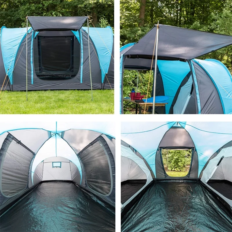 Chinese Factory Cheap 6 Person 3 Room Luxury Outdoor Large House Family Hiking Camping Tent for Sale