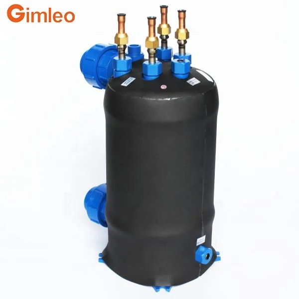 PVC shell titanium spiral tube coil heat exchanger condenser evaporator for swimming pool heat pump heater seafood seawater aqua