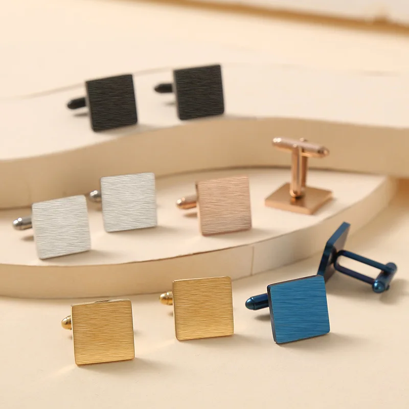 Custom Handwriting Stainless steel 18*18mm 16*16mm Brushed&Polished Square French Cufflinks blank