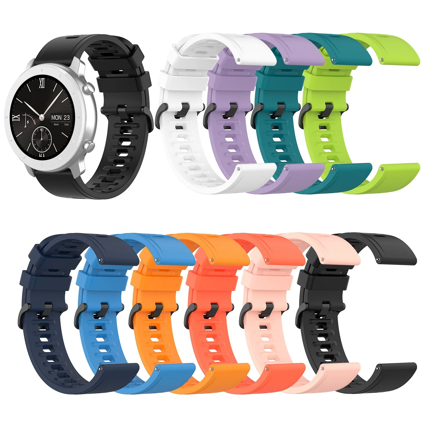 Классический силиконовый сменный ремешок для часов 20 мм 22 Samsung Huawei Amazfit Haylou Mibro и Garmin