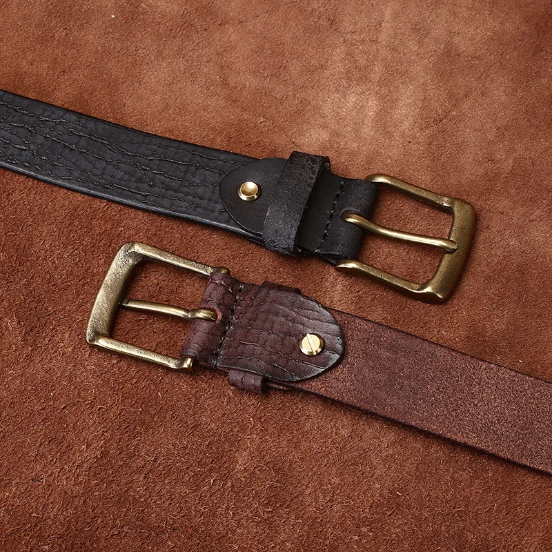 New vintage do old trend personality niche leather belt male leather needle buckle layer cowhide casual denim belt