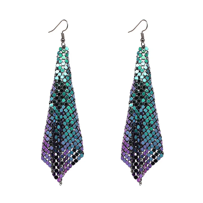 9 Colors Fashion Trend Shining Scales Aluminum Glitter Sequin Earrings 2022 Trend Statement Charm Earrings Jewelry
