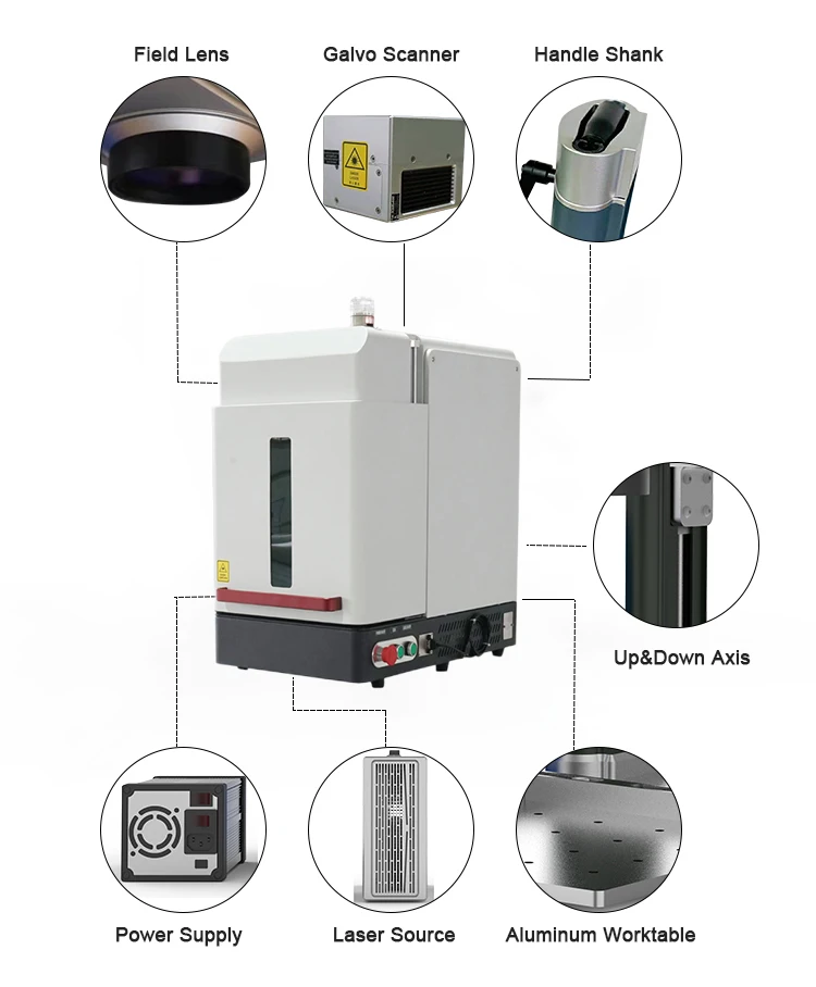 ARGUS Jewelry Laser Marking Machines Enclosed Fiber Optic Metal for Small Business Ideas 50W 100W Raycus Fiber Laser Source