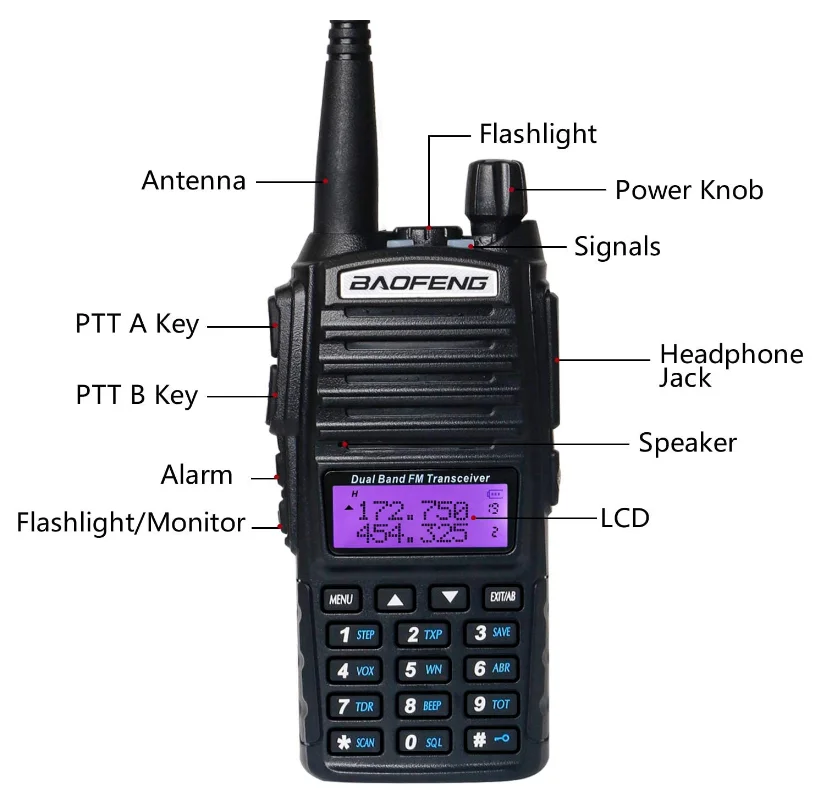 Baofeng High Quality UV-82 8W Walkie Talkie Two Channel Radio Dual PTT Dual Band Radio Receiver UHF VHF 10km Transmitter