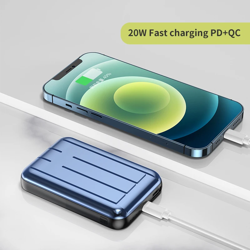 
2021 Universal 5000Mah One Step Charging-Mini Wireless Powerbank Magnetic Thin Portable 3In1 Magsafing Power Bank 