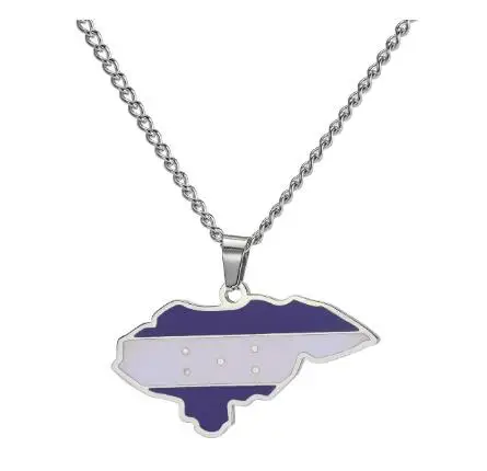 Wholesale Stainless Steel Custom World Map Necklace Gold Plated Enamel Map Pendant Necklace