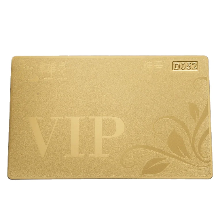 Hotel Catering Clothing And Beauty Chain Store Metal VIP Card Brass Gold Plated Nameplate Metal Credit Card Gold Card