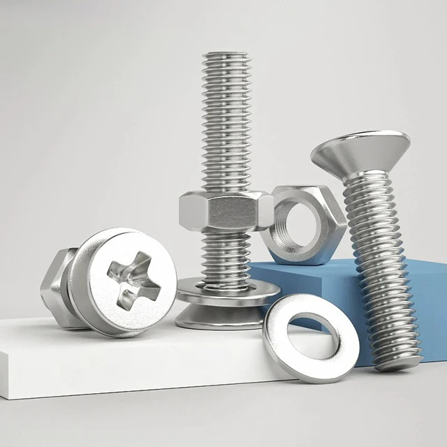 China Made New High Quality SS304 cross countersunk head flat head screw nut with pad combination