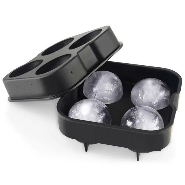 Custom BPA free Reusable Round Whiskey Ice Ball Maker 2.5 inch Sphere Ice Cube Mould Tray Easy Release Silicone Ice Mold