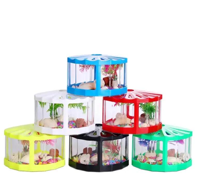 Newleader Ornamental Ecological Pvc Material Creative Mini Turtle Tank Fish Tank With Light